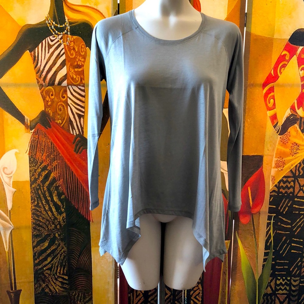 “Eight” Olive Green Long Sleeve AsymmetricT Shirt